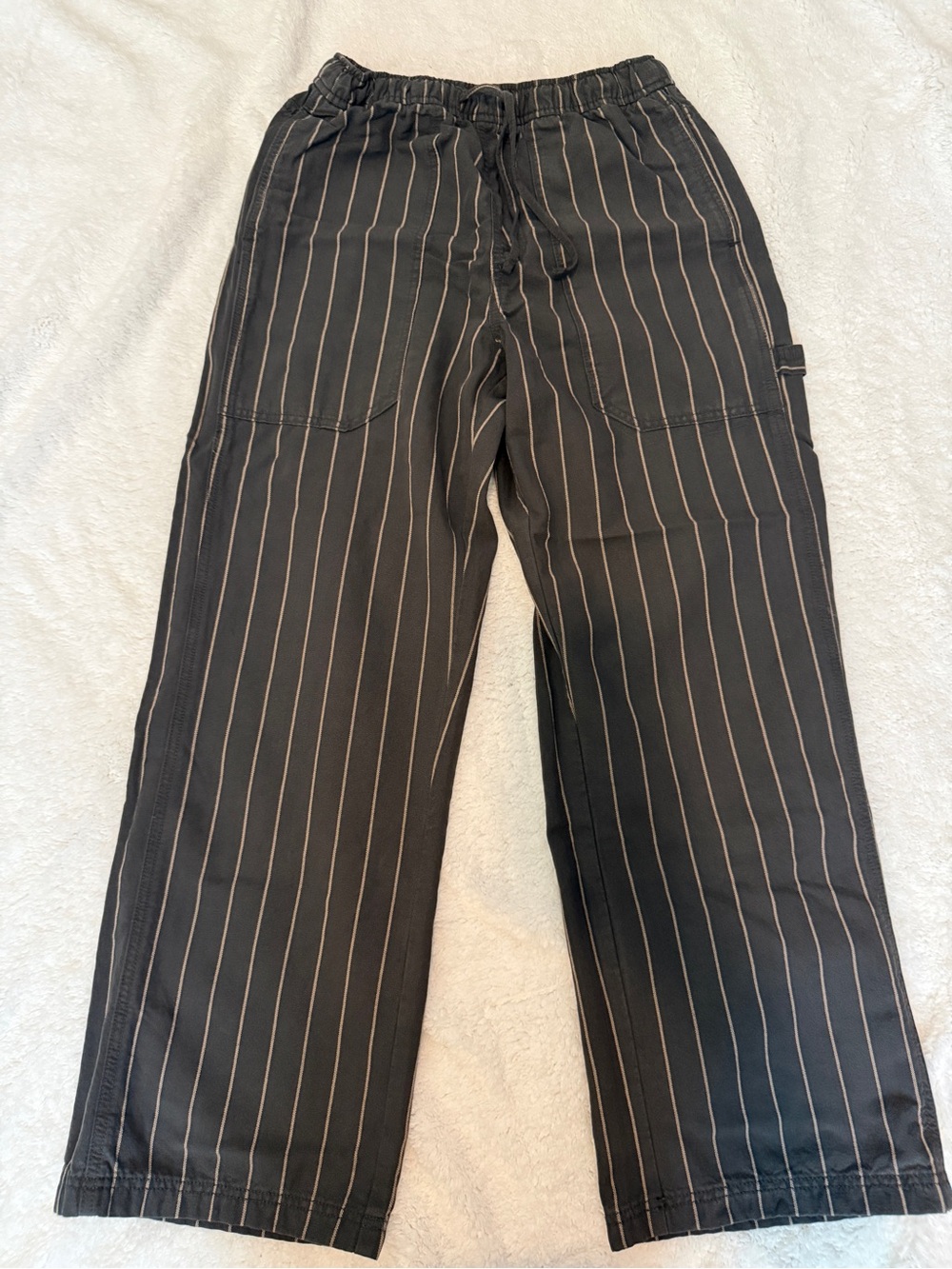 aerie Charcoal Wide-Leg Pinstripe Cargo Pants